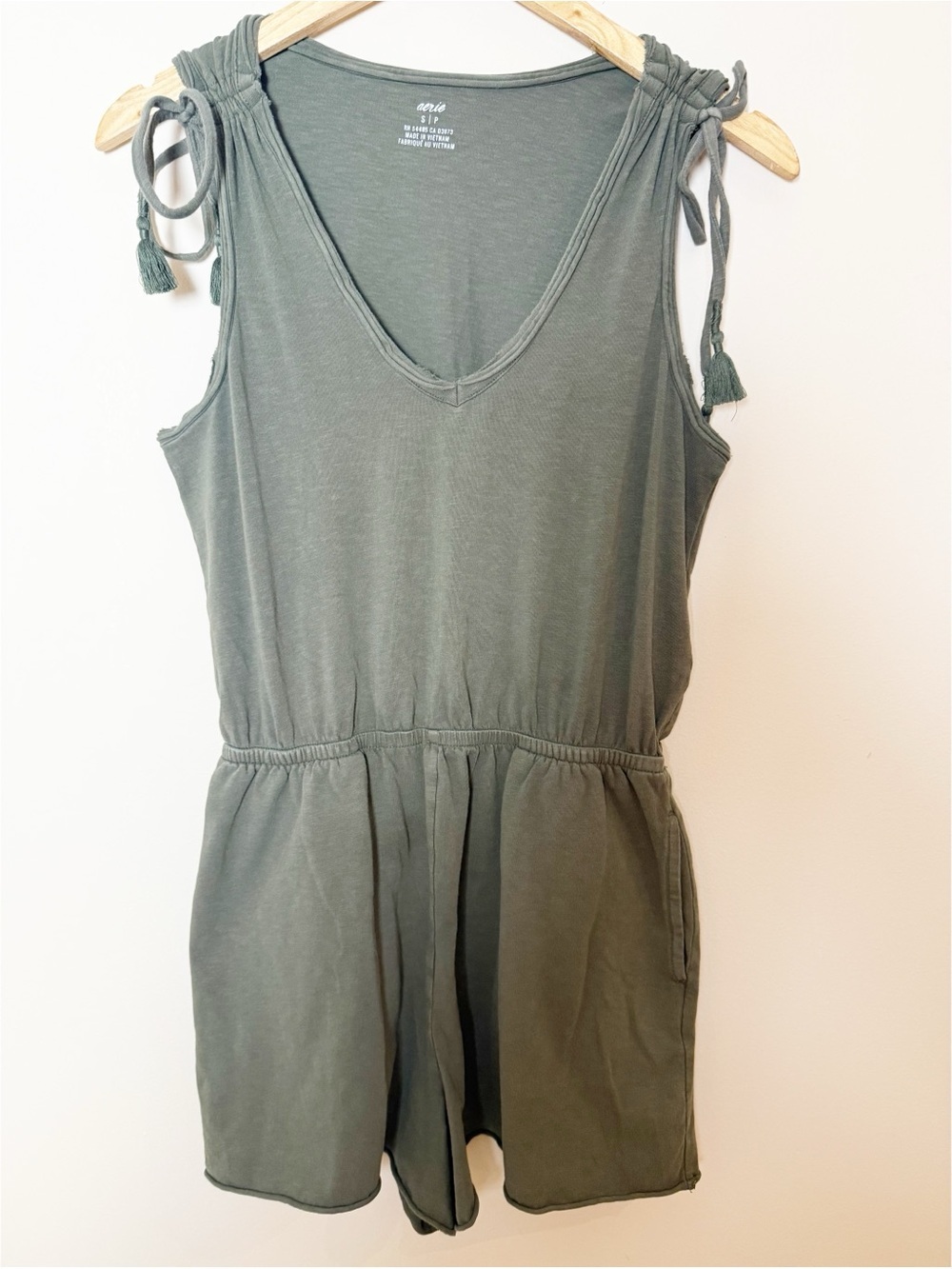 Aerie Ruched Romper Small/P Green - Picture 6 of 12